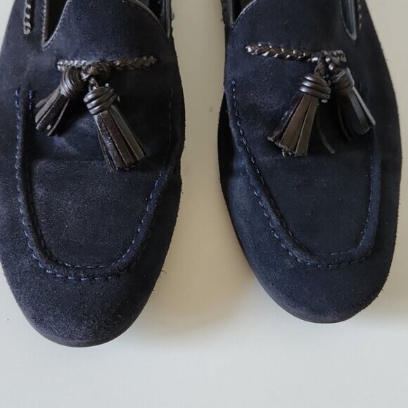 ZARA | Mens Loafers Navy Suede Brown Tassels Sz 40 - Picture 2 of 7